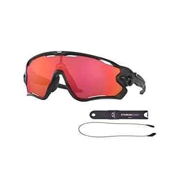 Imagem de Oakley OO9290 Jawbreaker 929048 31MM Matte Black/Prizm Trail Torch Rectangle Sunglasses for Men + BUNDLE with Oakley Accessory Leash Kit