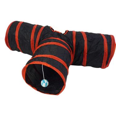 Imagem de Brinquedo Túnel de Nylon em "T" Vermelho para Gatos - Tam. Único