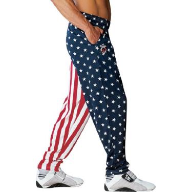 Imagem de Calça masculina folgada Otomix com bandeira americana para treino muscular., As Shown, Small