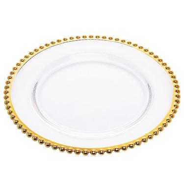 Imagem de Sousplat de Cristal Wolff Mesa Pearl Dourado - 31,6 cm