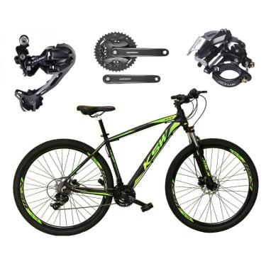 Imagem de  Bicicleta Aro 29 Ksw Xlt Alumínio Câmbio Traseiro Shimano Deore e Altus 27v Freio Hidráulico Garfo Com Trava - Preto\Verde