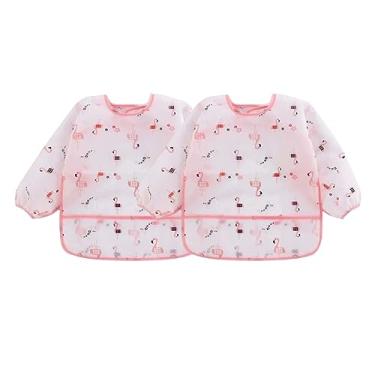 Imagem de Babador Manga Longa Impermeável BLW Kit 2Unds Flamingo