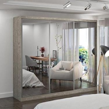 Imagem de Guarda Roupa Casal Espelhado 3 Portas de Correr 2 Gavetas MDF MM7318E3 Siena Móveis Demolição