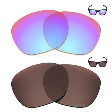 Imagem de Mryok+ 2 pares de lentes polarizadas de substituição para óculos de sol Oakley Garage Rock – rosa cobalto/marrom bronze