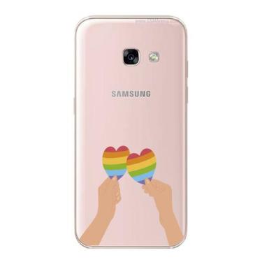 Imagem de Capa Case Capinha Samsung Galaxy A3 2017 Arco Iris Mãos Com Corações -