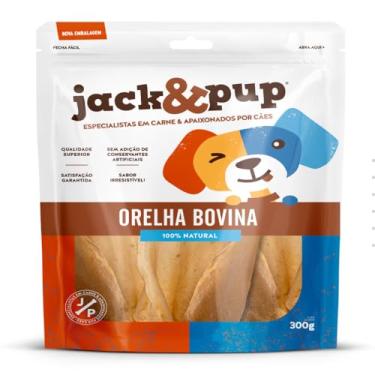 Imagem de Orelha Bovina 300g Petisco Natural Para Cachorro Cães Pets Orelha de Boi Desidratada 100% Digestível Saborosa Embalagem Grande em Média de 10 a 11 und Marca Americana Jack&Pup Jack E Pup