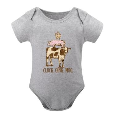 Imagem de SHUYINICE Macacão infantil engraçado para meninos e meninas macacão premium para recém-nascidos Cluck Oink Moo Baby Onesie, Cinza, 0-3 Months