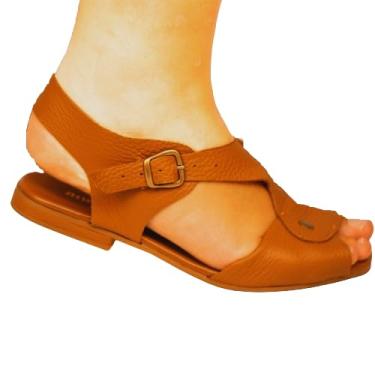 Imagem de Sandália Comfort com Fecho Elástico de Couro Legítimo Tulip Confortável com Solado Antiderrapante e Garantia do Couro de 5 Anos (Caramelo, br_footwear_size_system, adult, numeric, numeric_38)