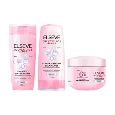 Imagem de Kit Elseve Shampoo Condicionador 400 Ml + Mascara Tratamento Glycolic