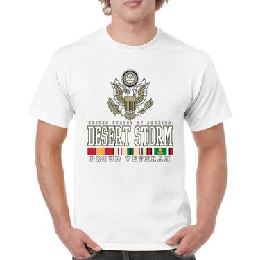 Imagem de Camiseta masculina Desert Storm Proud Veteran Army Gulf War Operation Served DD 214 Veterans Day Patriot, Branco, GG