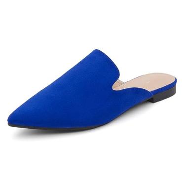 Imagem de Shoe Land Mocassins femininos Cally Mules com bico fino sem costas e costas nuas, Azul-real, 7