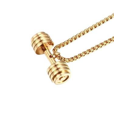Imagem de Colar Cordão Fit Halter Aço Inoxidável Peso Anilha Academia (60cm, Dourado)