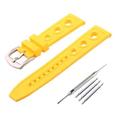 Imagem de JETHENG Pulseira de relógio masculina de borracha de 22 mm e 24 mm compatível com Breitling Avenger, super marinho, lobo amarelo, esportes ao ar livre, à prova d'água, pulseira de silicone com fivela