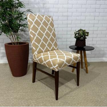Imagem de Kit 6 Capas Cadeiras De Jantar Spandex Importado Elástico- Várias Estampas (Luxo Bege)