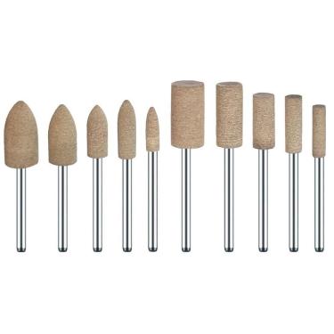 Imagem de Kit 10 Pontas Montada 4Mm A 10Mm Couro Polir Micro Retífica