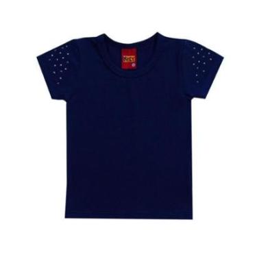 Imagem de Blusa Infantil Menina Em Cotton Azul Marinho Kyly-Feminino