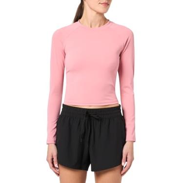 Imagem de GGOV Camisetas femininas de manga comprida cropped para ioga e ginástica roupas atléticas slim fit, rosa, M