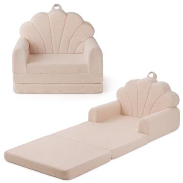 Imagem de Blissful Diary Sofá infantil, sofá macio 2 em 1 dobrável, cadeira infantil confortável, sofá conversível para espreguiçadeira, móveis infantis para sala de jogos, presente para aniversário, dia das