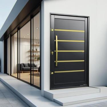 Imagem de Porta Pivotante Lambril Premium com Puxador Lado Direito Elite 216x120 Preto