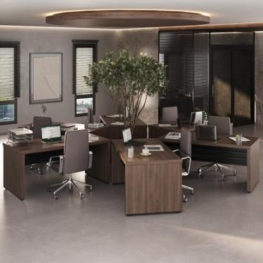 Imagem de Conjunto de Escritório Executivo 6 Mesas Tamburato 1600 Charuto/Preto