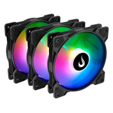 Imagem de Kit com 3 Ventoinhas Rise Mode X, 120mm, Led ARGB, Preto - RM-XLD-01-A