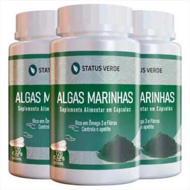 Imagem de 3 Potes Algas Marinhas Kit 360 Cáps Status Verde