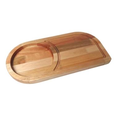 Imagem de Tábua de Corte Churrasco como Gamela Servir Petiscos Madeira Maciça de Eucalipto 48x24cm - La Nacasa