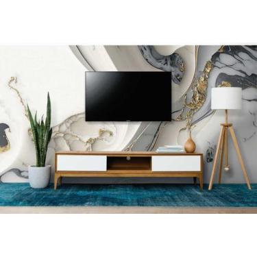 Imagem de Papel de Parede Painel 3D Mármore Branco com Cinza 3,5M Revestimento P