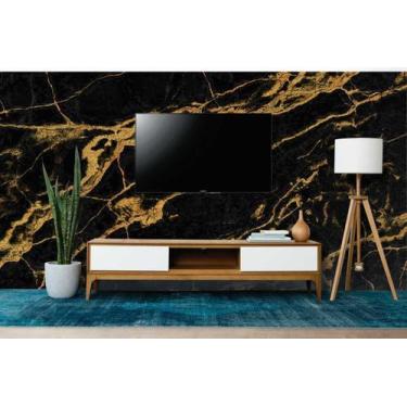 Imagem de Papel de Parede Painel 3D Mármore preto Fio Ouro 3,5M  Revestimento Pe