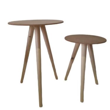 Imagem de Kit Conjunto 2 Mesa De Centro Redonda De Canto Retro Mdf Cru - ARTESAN