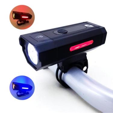 Imagem de Farol Sinalizador Lanterna Para Bike Bicicleta Led Branca e Colorido R
