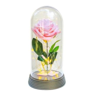 Imagem de Luminária A Rosa Encantada Salmão Base 20 Cm Ouro Quente - Amor Lindo