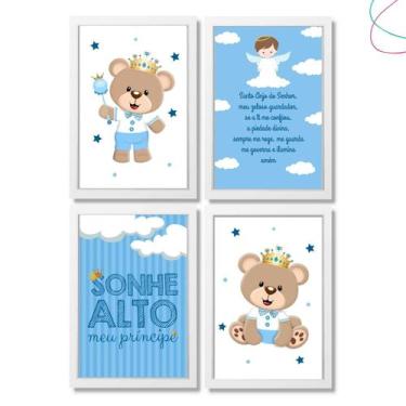 Imagem de Kit 4 Quadros Decorativos Infantil do Tema Ursinho Príncipe - Creative