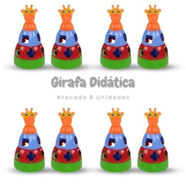 Imagem de Combo 8 Girafas Didática Brinquedos Empilhar Encaixar Creche Escolinha