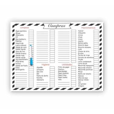 Imagem de Ímã De Geladeira Planner Lista Compras Mercado Recados Preto - Micro O