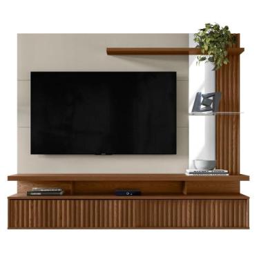 Imagem de Painel Suspenso para TV até 60 Pol. 2 Portas Ripadas Cherry L06 Freijó