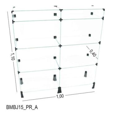Imagem de Balcão de Vidro com Porta Bijuteria - C/ Conectivo Preto -  MOD.50 - 1