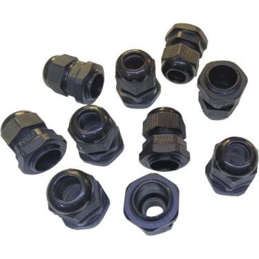 Imagem de Kit 10 Prensa Cabo PG13.5 1/2 de Nylon com Vedação IP68 Fio Preto - 3M