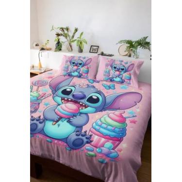 Imagem de Lençol de Casal Lio & Stitch Doce Presente de Natal - Art Personalize