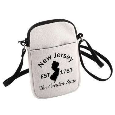 Imagem de HOLLP Bolsa tiracolo NJ State Independence Gift New Jersey Est 1787 The Garden State Travel Small Sling Bag Freedom Gift, Nova Jérsei