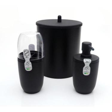 Imagem de Kit Lixeira + Porta Escovas com Tampa + Porta Sabonete Liquido 9063 - 