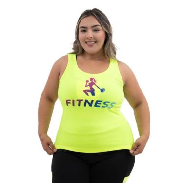 Imagem de Camiseta Regata Dry Fit Feminina Alça Larga Academia Costas Tecido Fur