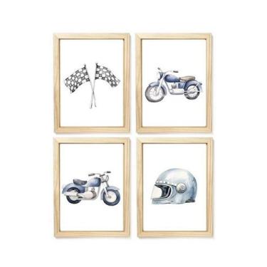 Imagem de Kit quadro motocicleta decorativo infantil quarto criança bebê enxoval