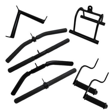 Imagem de Kit Barra Pulley Rolamento Profissional Academia 8 Peças - FamaFit