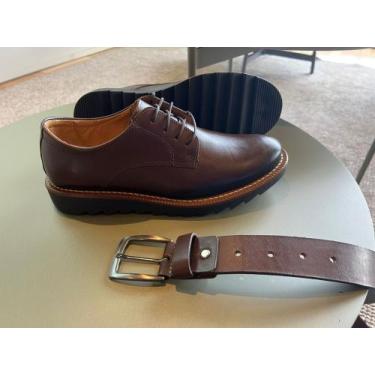 Imagem de Kit Sapato Social Em Couro Tratorado Masculino Moderno + Cinto Couro -