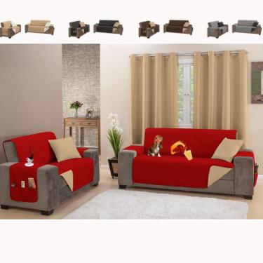 Imagem de Kit Jogo Capa Protetor para Sofá Impermeável Dupla Face 2 e 3 Lugares 