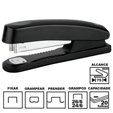 Imagem de Grampeador Tilibra G103 Preto Plástico 15,4cm 26/6 Ou 24/6 Até 20 Folh