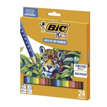 Imagem de Lápis De Cor Escolar Kids Com 24 Cores De Madeira Premium Infantil Bic