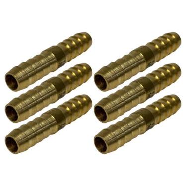 Imagem de 6 Emenda De Latão Mangueira 3/8 10mm Espiga União Ar Agua - STORE AUTO