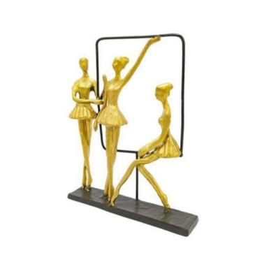 Imagem de Escultura Enfeite Bailarinas Dourada Lindos Detalhes Luxo - LUXdécor